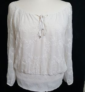 White House Black Market White Peasant Blouse